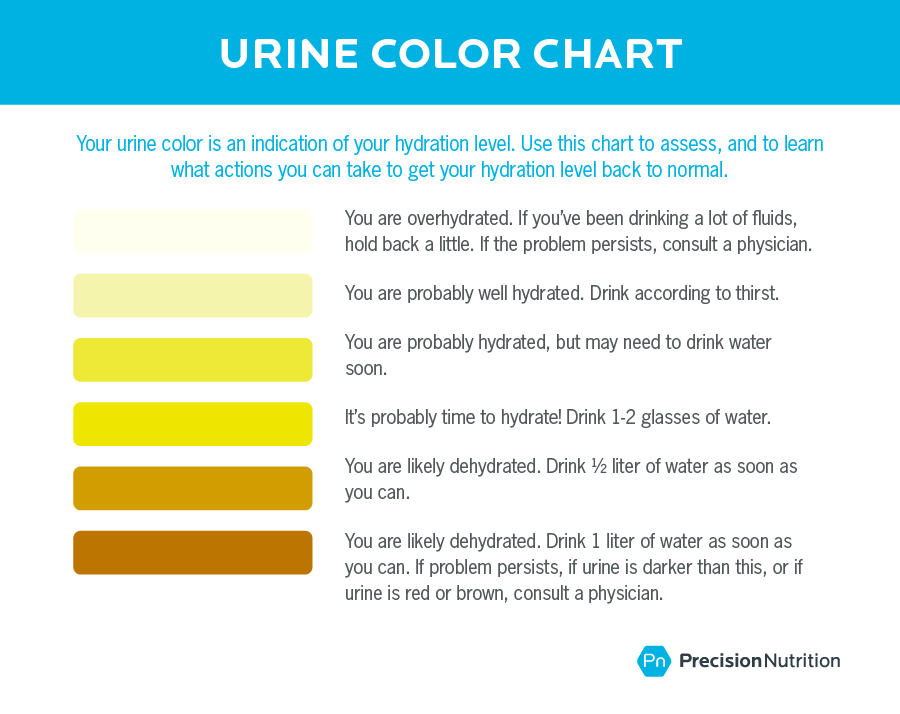 一个人的尿液的颜色是水化水平的一个明确的指标